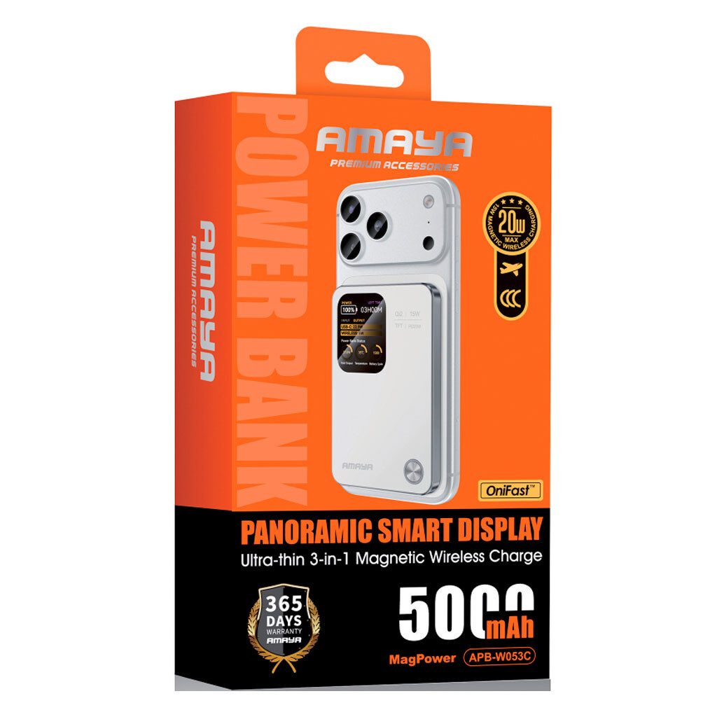 Портативная батарея (Power Bank) Amaya W053C, 5000 mAh, Белый - № 2 Портативная батарея (Power Bank) Amaya W053C, 5000 mAh, Белый - № 2