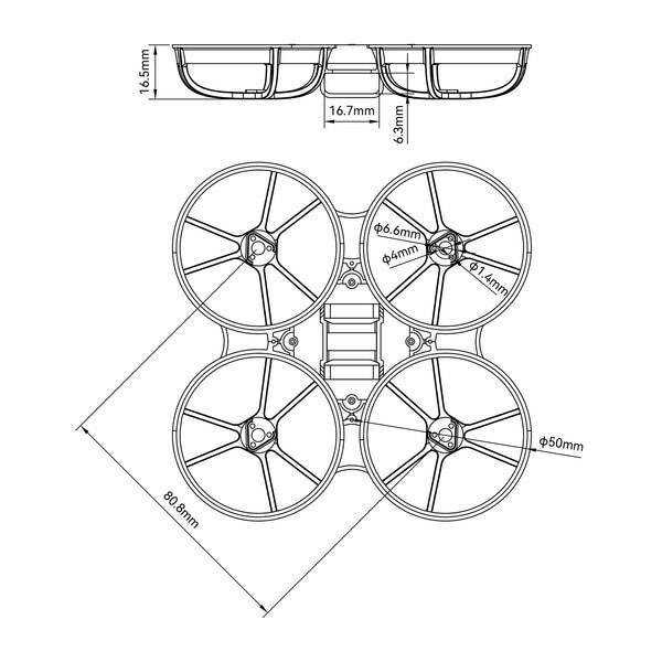 Рама Meteor75 Pro Brushless Whoop, Чорний - № 4 Рама Meteor75 Pro Brushless Whoop, Чорний - № 4