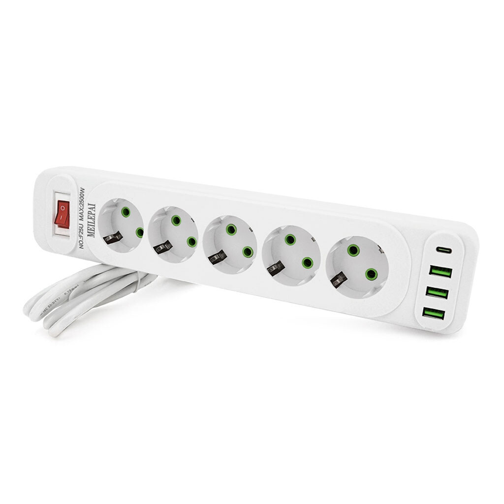 Сетевой фильтр Meilepai F25U, 2.0 м., Белый - № 1 Сетевой фильтр Meilepai F25U, 2.0 м., Белый - № 1