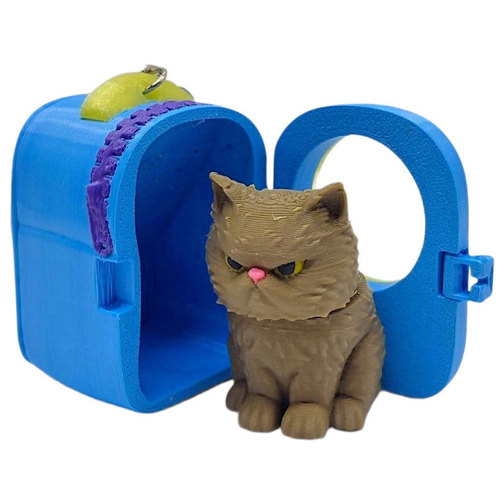 Игрушка-брелок "Кот в сумке", 3D печать, голубая сумка, Mic - № 2 Игрушка-брелок "Кот в сумке", 3D печать, голубая сумка, Mic - № 2