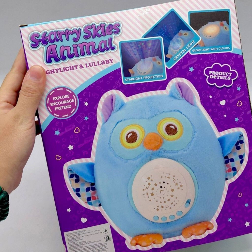 М'який нічник-сова із серії "Baby Sunki Starry Skies Animal: Сова", батар., муз., проектор, Mic, Блакитний - № 3 М'який нічник-сова із серії "Baby Sunki Starry Skies Animal: Сова", батар., муз., проектор, Mic, Блакитний - № 3