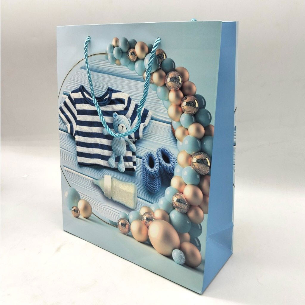 Пакет подарочный, 32x26x10 cm, Мегазайка, Голубой - № 3 Пакет подарочный, 32x26x10 cm, Мегазайка, Голубой - № 3