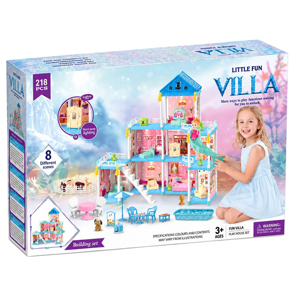 Будиночок "Villa", гірлянда, гірка, басейн, меблі, лялька, Mic - № 2 Будиночок "Villa", гірлянда, гірка, басейн, меблі, лялька, Mic - № 2