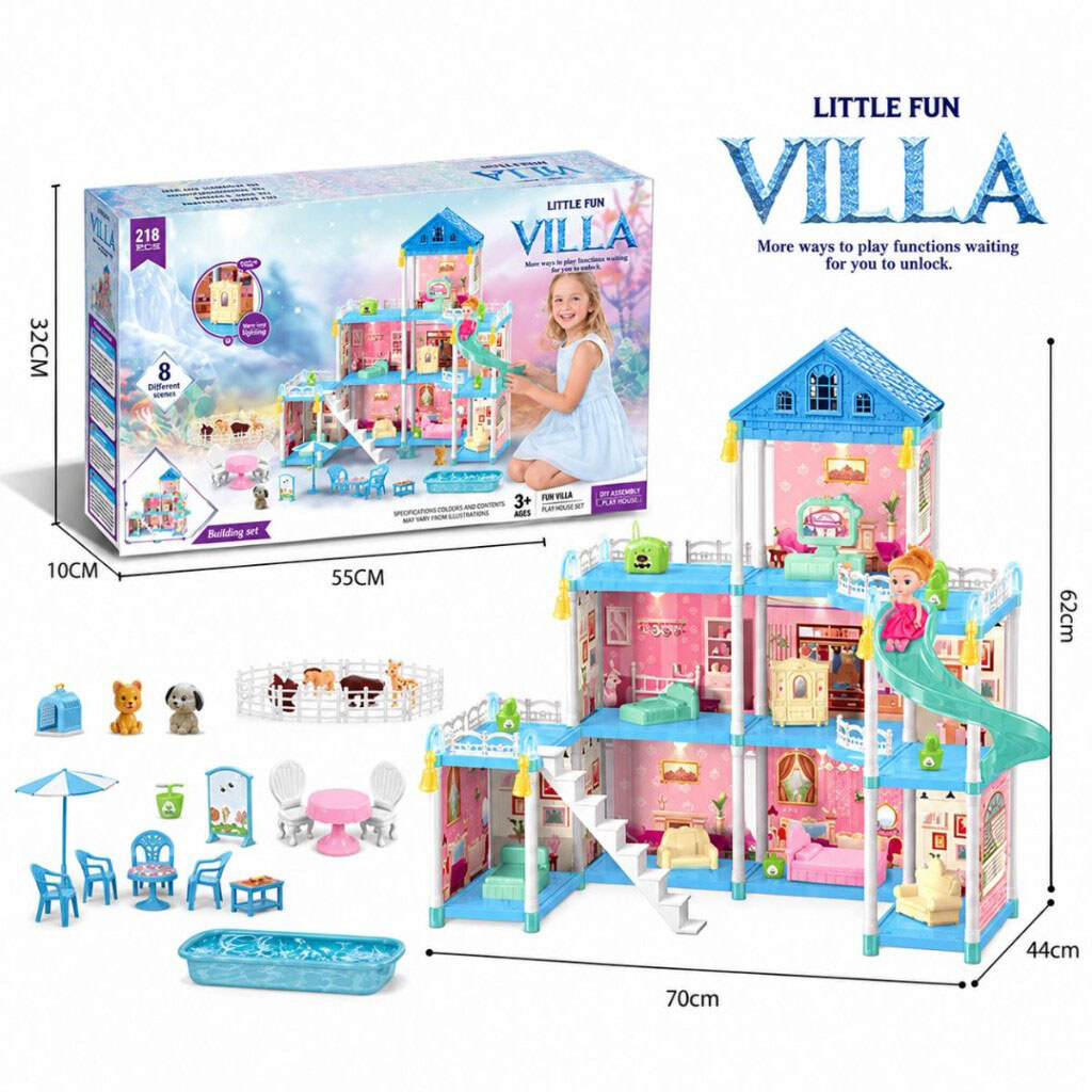Будиночок "Villa", гірлянда, гірка, басейн, меблі, лялька, Mic - № 3 Будиночок "Villa", гірлянда, гірка, басейн, меблі, лялька, Mic - № 3