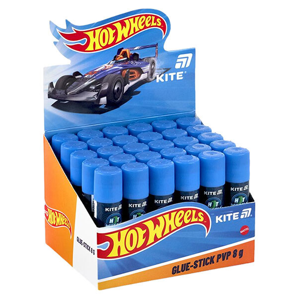 Клей-карандаш "Hot Wheels", PVP, с индикатором, 8 г, Kite - № 3 Клей-карандаш "Hot Wheels", PVP, с индикатором, 8 г, Kite - № 3