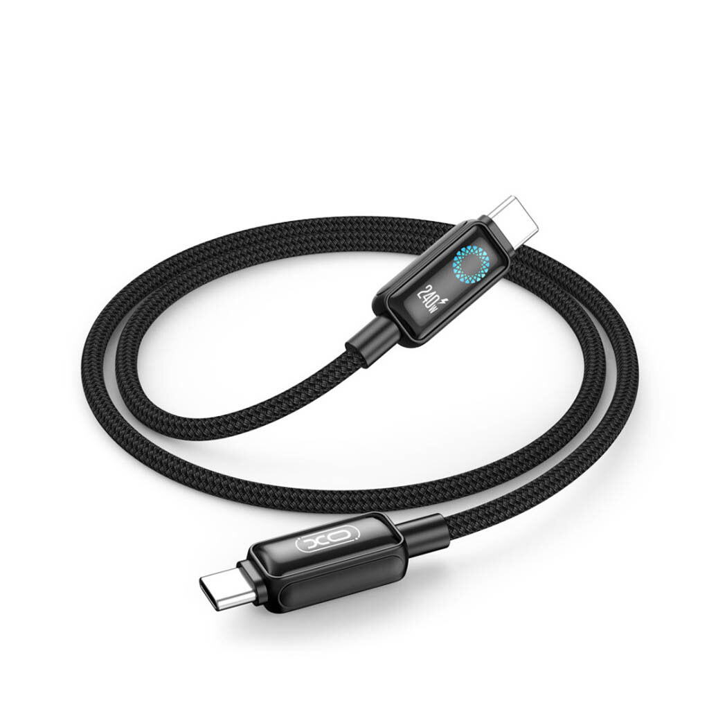 USB кабель XO NB-Q312B Blue Light, Type-C, 2.0 м., Чорний - № 4 USB кабель XO NB-Q312B Blue Light, Type-C, 2.0 м., Чорний - № 4