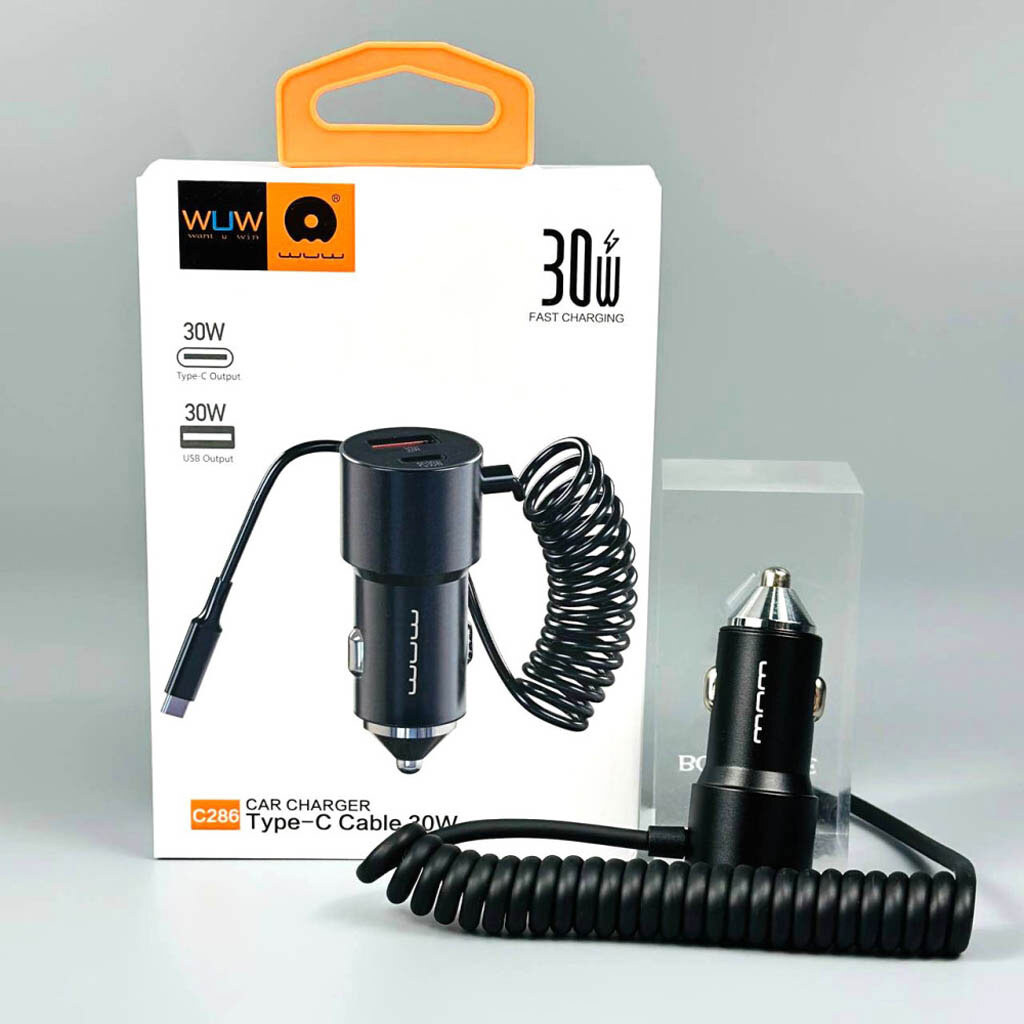 АЗУ WUW C286, С кабелем, Type-C, Черный - № 4 АЗУ WUW C286, С кабелем, Type-C, Черный - № 4