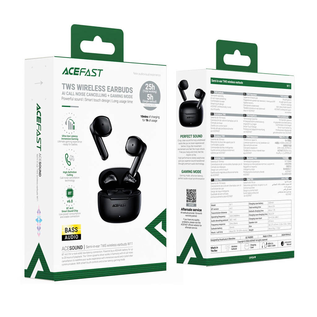 Bluetooth-гарнитура AceFast W11, Стерео, Черный - № 7 Bluetooth-гарнитура AceFast W11, Стерео, Черный - № 7