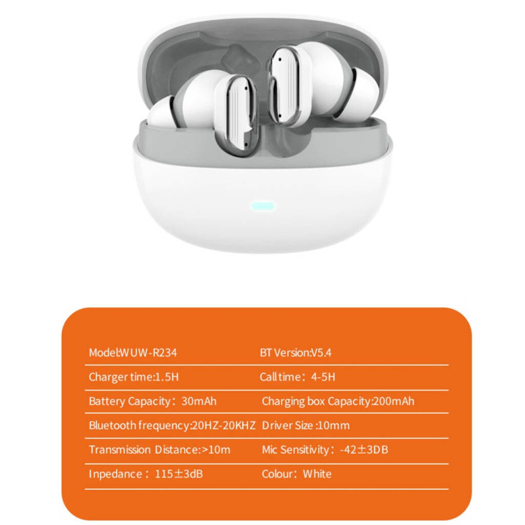 Bluetooth-гарнитура WUW R234, Стерео, Белый - № 8 Bluetooth-гарнитура WUW R234, Стерео, Белый - № 8