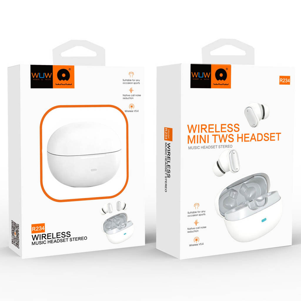 Bluetooth-гарнитура WUW R234, Стерео, Белый - № 9 Bluetooth-гарнитура WUW R234, Стерео, Белый - № 9