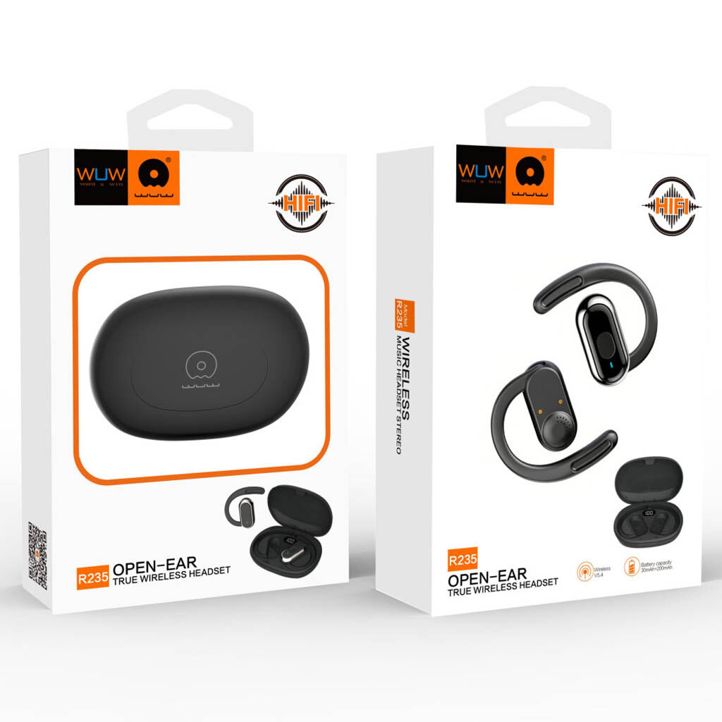 Bluetooth-гарнітура WUW R235, Стерео, Чорний - № 9 Bluetooth-гарнітура WUW R235, Стерео, Чорний - № 9