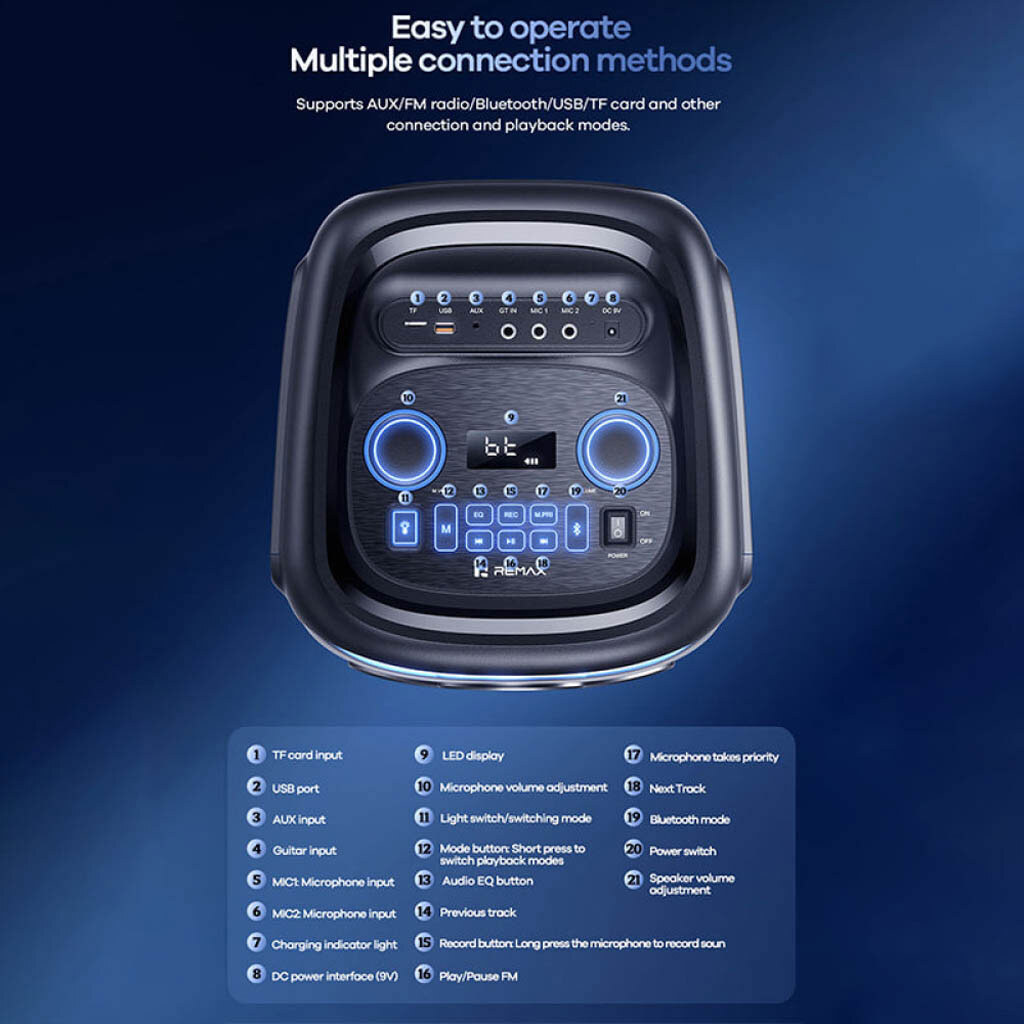 Портативна колонка Remax RB-MB21 Singing, Чорний - № 4 Портативна колонка Remax RB-MB21 Singing, Чорний - № 4