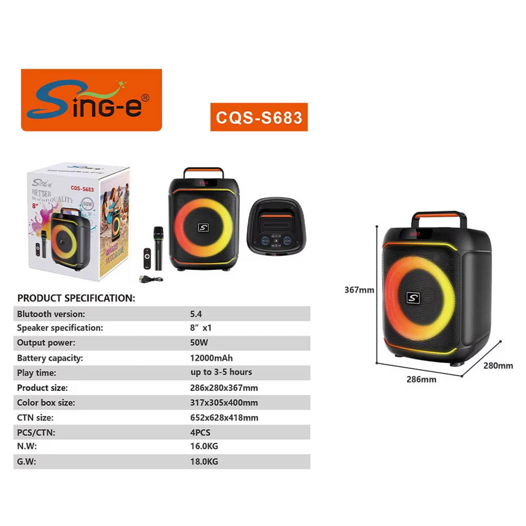Портативна колонка Sing-e CQS-S683, Чорний - № 5 Портативна колонка Sing-e CQS-S683, Чорний - № 5