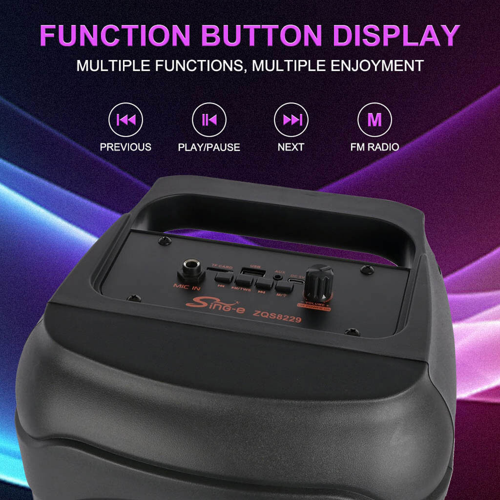 Портативна колонка Sing-e ZQS8229W, Чорний - № 4 Портативна колонка Sing-e ZQS8229W, Чорний - № 4