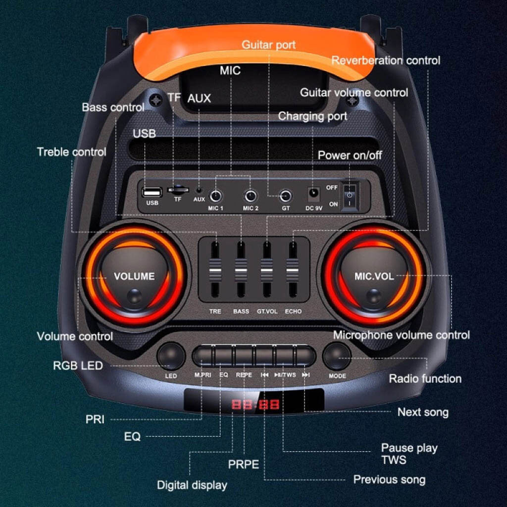 Портативная колонка Sing-e ZQS8263, Черный - № 7 Портативная колонка Sing-e ZQS8263, Черный - № 7