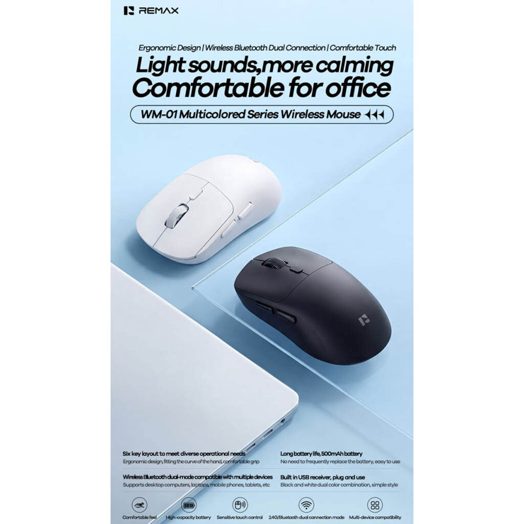 Миша Remax WM-01 Multicolored, Чорний - № 2 Миша Remax WM-01 Multicolored, Чорний - № 2