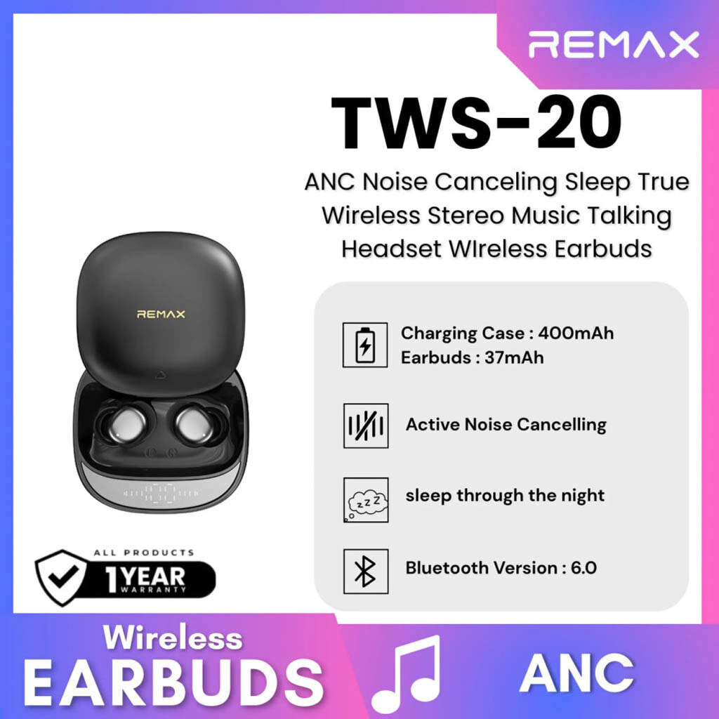 Bluetooth-гарнітура Remax TWS-20, Стерео, Чорний - № 6 Bluetooth-гарнітура Remax TWS-20, Стерео, Чорний - № 6