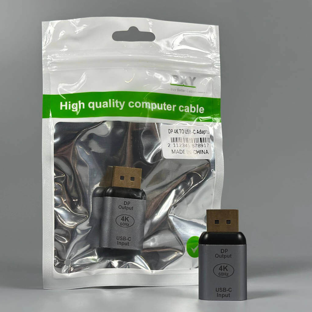 Адаптер, DisplayPort, Type-C, 0.15 м., Сірий - № 5 Адаптер, DisplayPort, Type-C, 0.15 м., Сірий - № 5