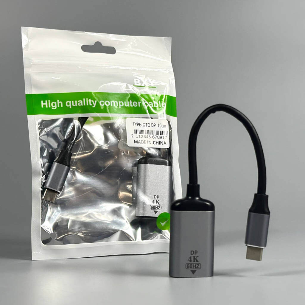 Адаптер, DisplayPort, Type-C, 0.15 м., Сірий - № 4 Адаптер, DisplayPort, Type-C, 0.15 м., Сірий - № 4