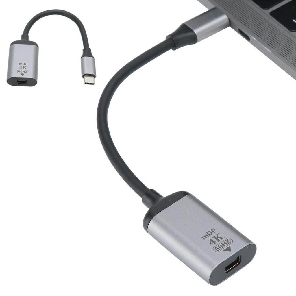 Адаптер, Mini DisplayPort, Type-C, 0.15 м., Сірий - № 3 Адаптер, Mini DisplayPort, Type-C, 0.15 м., Сірий - № 3