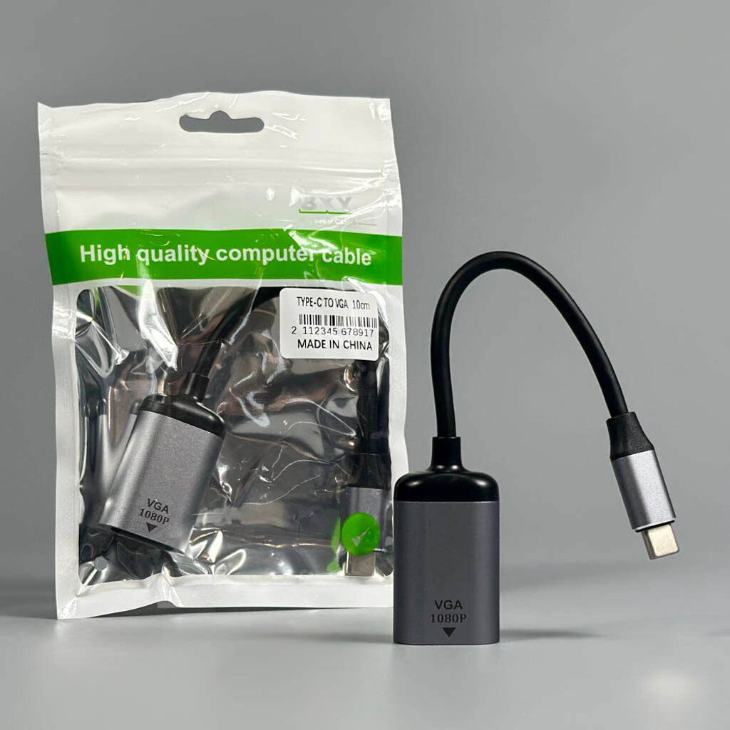 Адаптер, VGA, Type-C, 0.15 м., Сірий - № 3 Адаптер, VGA, Type-C, 0.15 м., Сірий - № 3