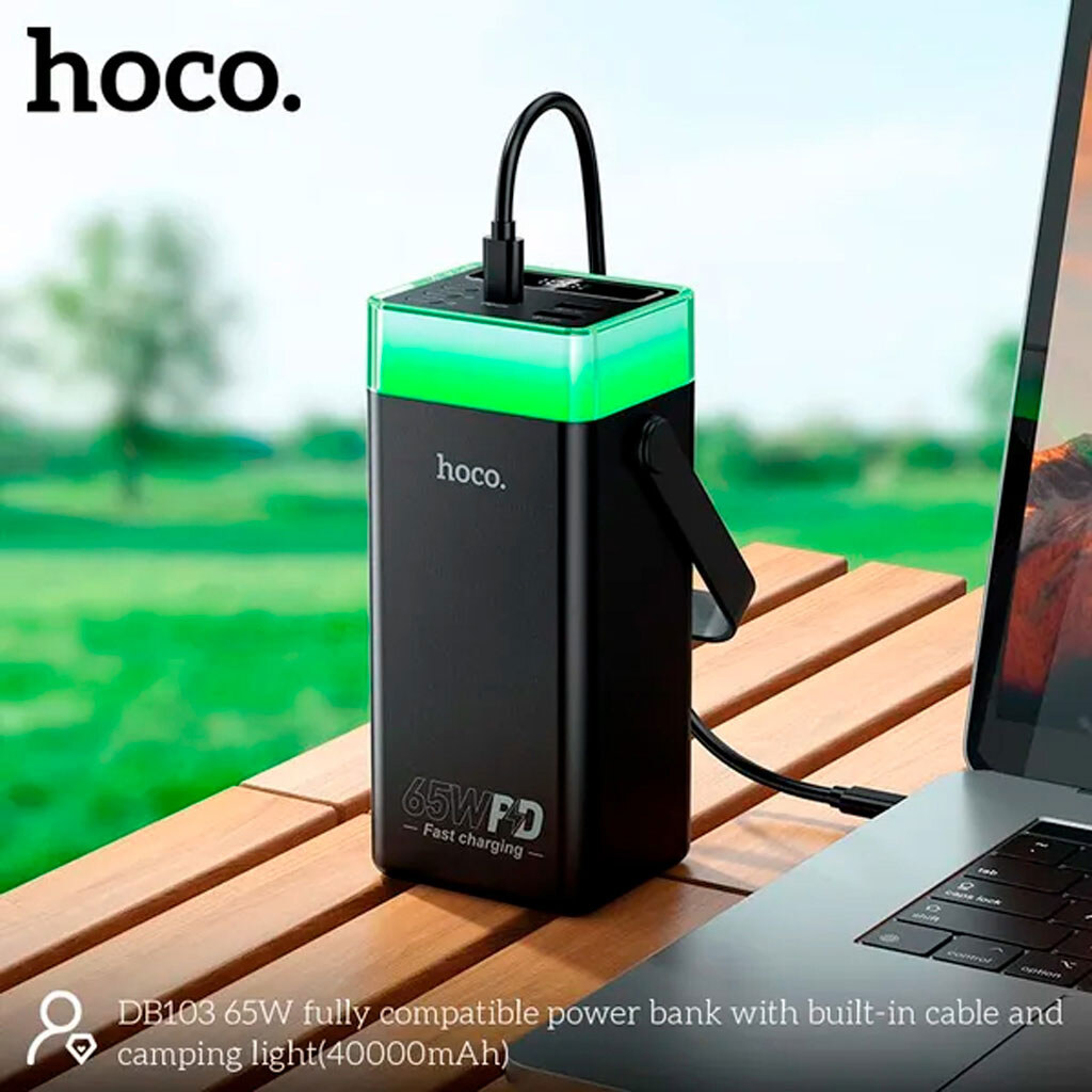 Портативна батарея (Power Bank) Hoco DB103, 40000 mAh, Чорний - № 5 Портативна батарея (Power Bank) Hoco DB103, 40000 mAh, Чорний - № 5