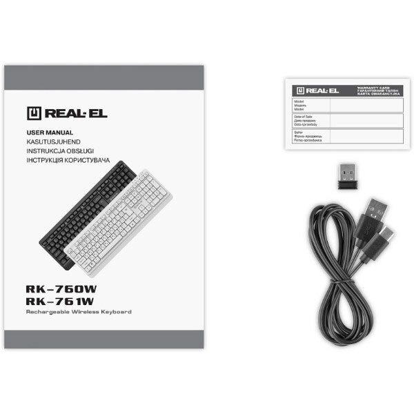 Клавиатура беспроводная REAL-EL RK-760W, Черный - № 8 Клавиатура беспроводная REAL-EL RK-760W, Черный - № 8