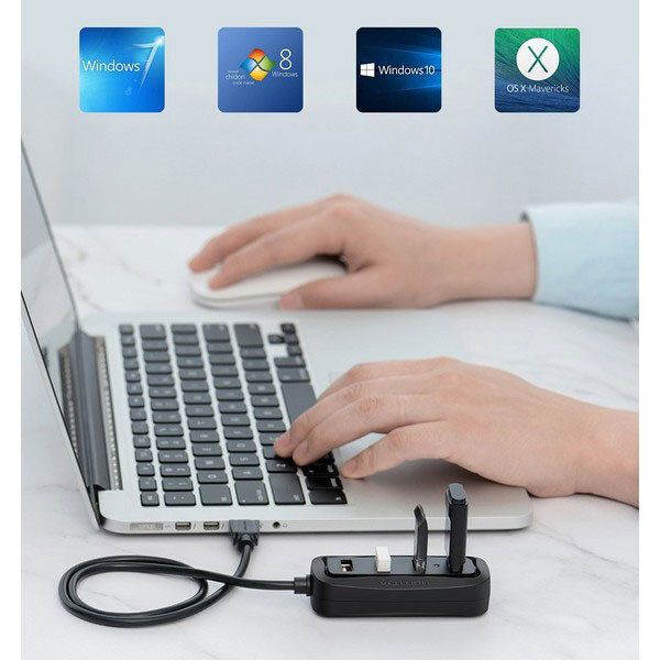 Концентратор Vention USB Hub VAS-J43, 0.15 м., Чорний - № 2 Концентратор Vention USB Hub VAS-J43, 0.15 м., Чорний - № 2