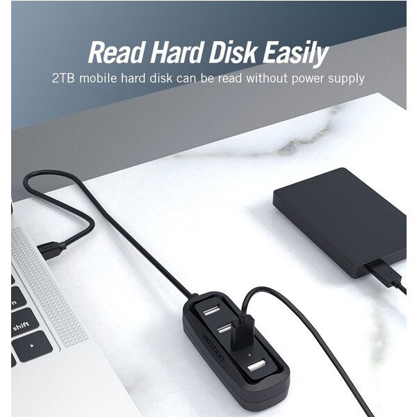 Концентратор Vention USB Hub VAS-J43, 0.15 м., Чорний - № 7 Концентратор Vention USB Hub VAS-J43, 0.15 м., Чорний - № 7