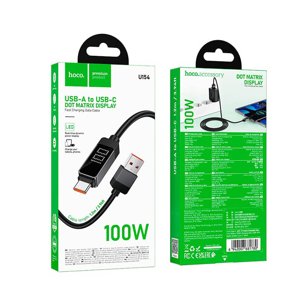 USB кабель Hoco U154, Type-C, 1.2 м., Черный - № 9 USB кабель Hoco U154, Type-C, 1.2 м., Черный - № 9
