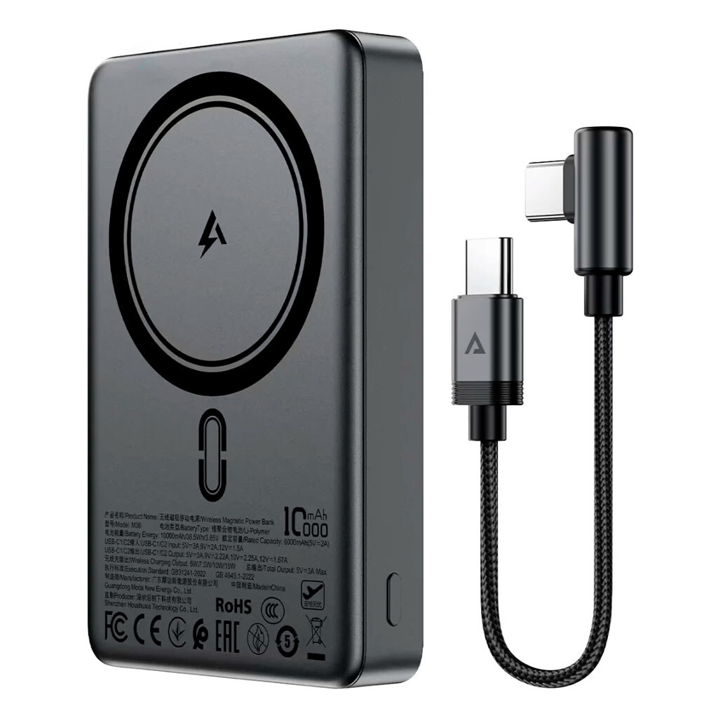 Портативна батарея (Power Bank) AceFast M36, 10000 mAh, Сірий - № 2 Портативна батарея (Power Bank) AceFast M36, 10000 mAh, Сірий - № 2