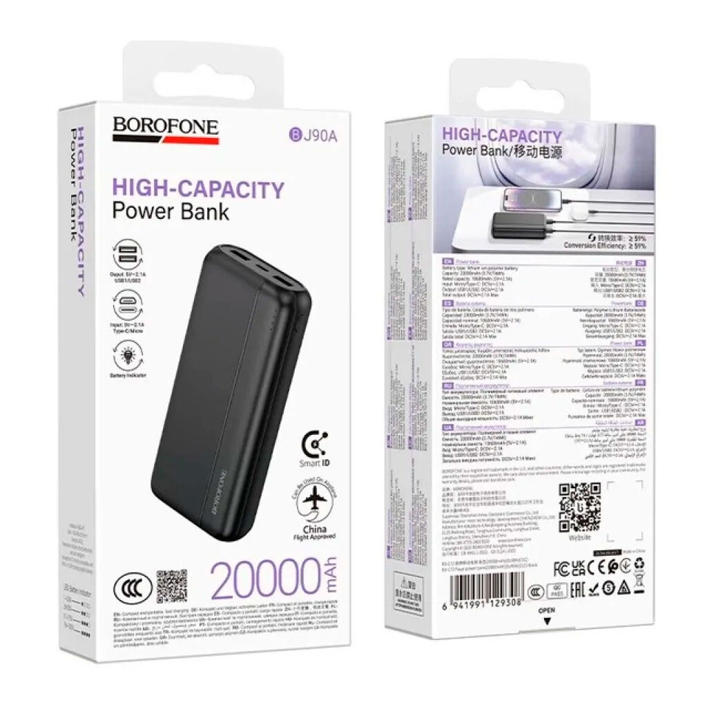 Портативна батарея (Power Bank) Borofone BJ90A Pasar, 20000 mAh, Чорний - № 5 Портативна батарея (Power Bank) Borofone BJ90A Pasar, 20000 mAh, Чорний - № 5