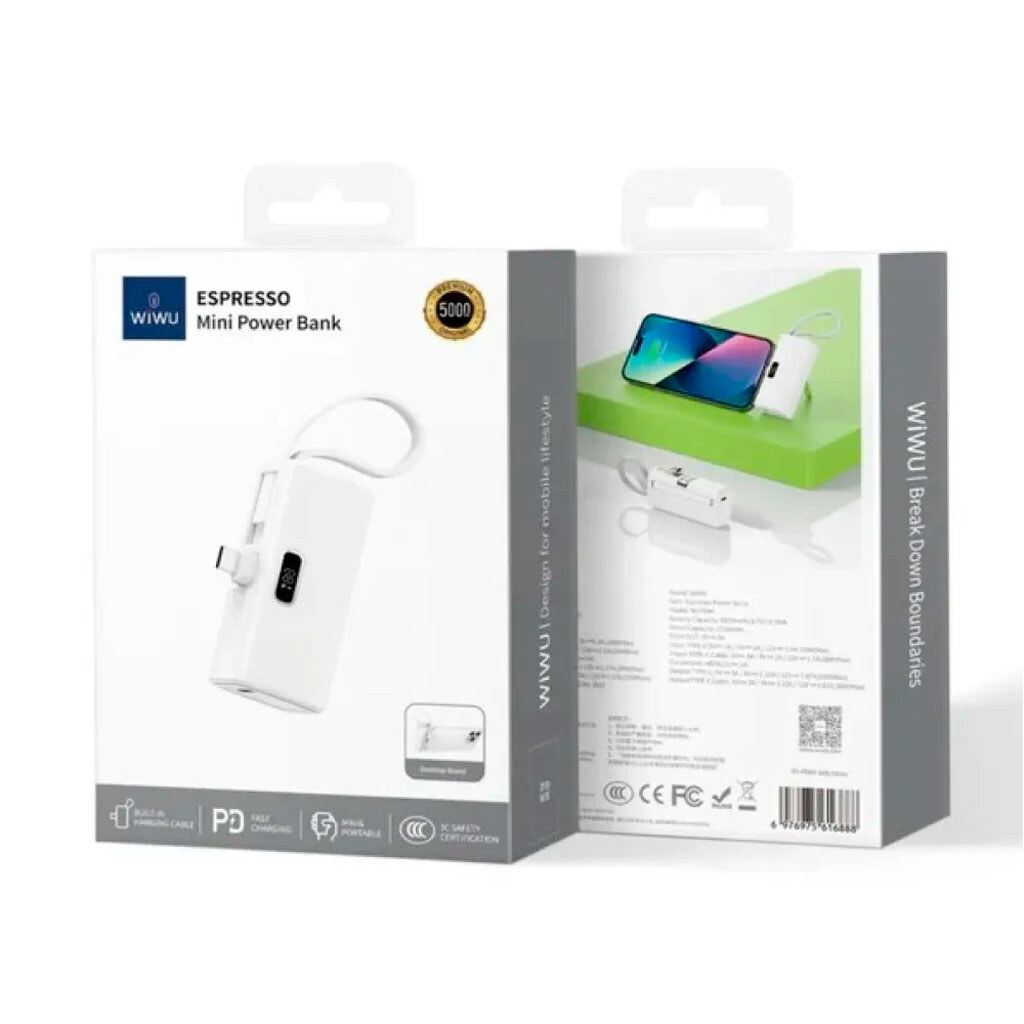 Портативна батарея (Power Bank) WiWU Wi-P044 ESPRESSO Mini, 5000 mAh, Білий - № 2 Портативна батарея (Power Bank) WiWU Wi-P044 ESPRESSO Mini, 5000 mAh, Білий - № 2