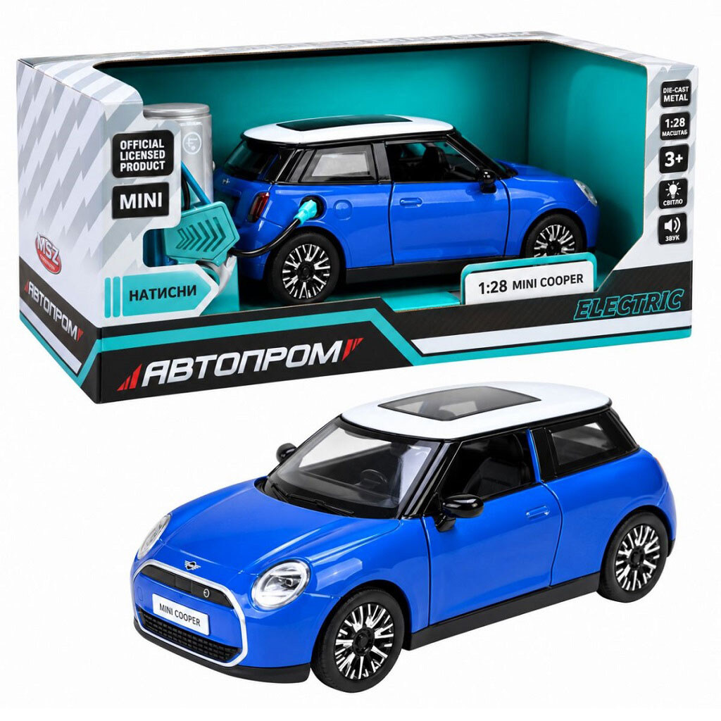 Машина металлическая "MINI COOPER", 1:36, Автопром, Синий - № 2 Машина металлическая "MINI COOPER", 1:36, Автопром, Синий - № 2