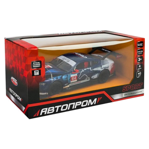 Машина металева на батарейках "Ford Mustang GT3, 2024", 1:24, зі звуками, світлом, Автопром - № 2 Машина металева на батарейках "Ford Mustang GT3, 2024", 1:24, зі звуками, світлом, Автопром - № 2