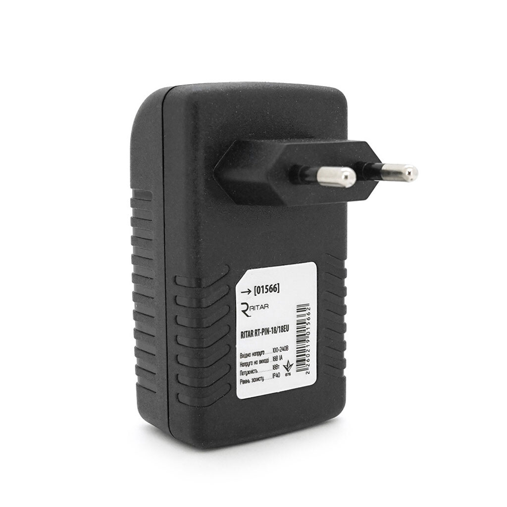POE инжектор RITAR RT-PIN-18/18EU, 18V 1A (18Вт) с портами Ethernet 10/100Мбит/с, EU PLUG - № 3 POE инжектор RITAR RT-PIN-18/18EU, 18V 1A (18Вт) с портами Ethernet 10/100Мбит/с, EU PLUG - № 3