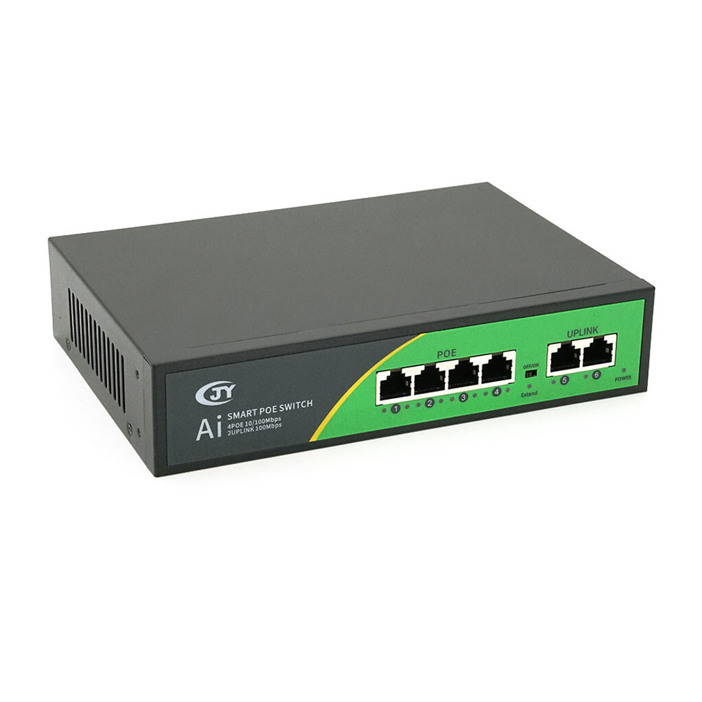 POE коммутатор JY-1006B 4 POE 10/100 + 2 RJ45 10/100 + встроенный блок питания 52V 1.38A - № 1 POE коммутатор JY-1006B 4 POE 10/100 + 2 RJ45 10/100 + встроенный блок питания 52V 1.38A - № 1