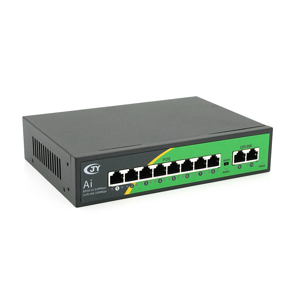 POE комутатор JY-1010B 8 POE 10/100 + 2 RJ45 10/100 + вбудований блок живлення 52V 2.3A - № 1 POE комутатор JY-1010B 8 POE 10/100 + 2 RJ45 10/100 + вбудований блок живлення 52V 2.3A - № 1