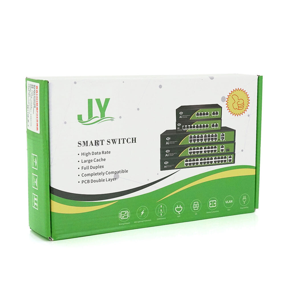 POE комутатор JY-1010B 8 POE 10/100 + 2 RJ45 10/100 + вбудований блок живлення 52V 2.3A - № 2 POE комутатор JY-1010B 8 POE 10/100 + 2 RJ45 10/100 + вбудований блок живлення 52V 2.3A - № 2