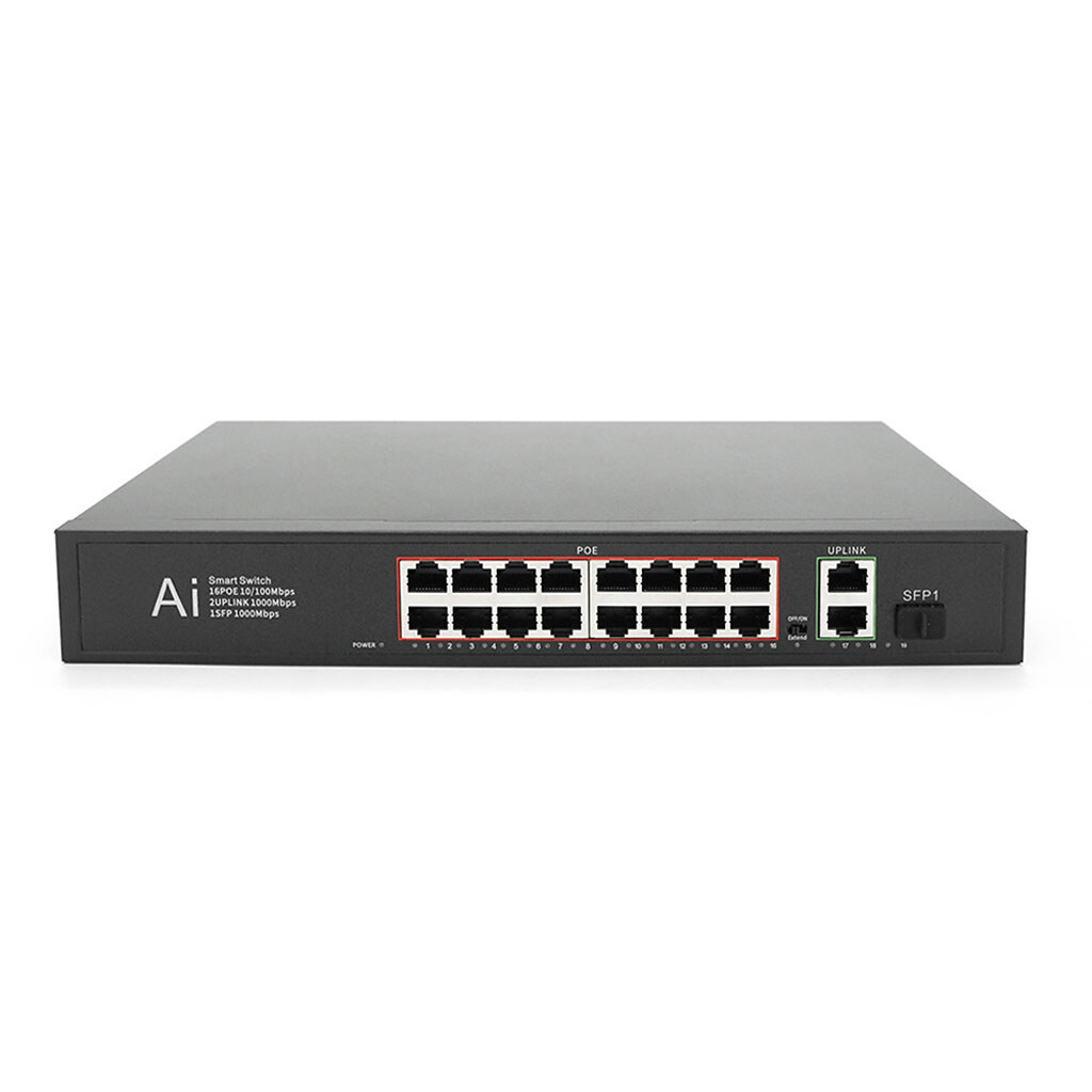 POE коммутатор Merlion 16 POE 10/100 + 1 Single Fiber Tx 1310nm 20km + 2 RJ45 10/100/1000+ встроенный блок питания 52V 4.8A - № 2 POE коммутатор Merlion 16 POE 10/100 + 1 Single Fiber Tx 1310nm 20km + 2 RJ45 10/100/1000+ встроенный блок питания 52V 4.8A - № 2