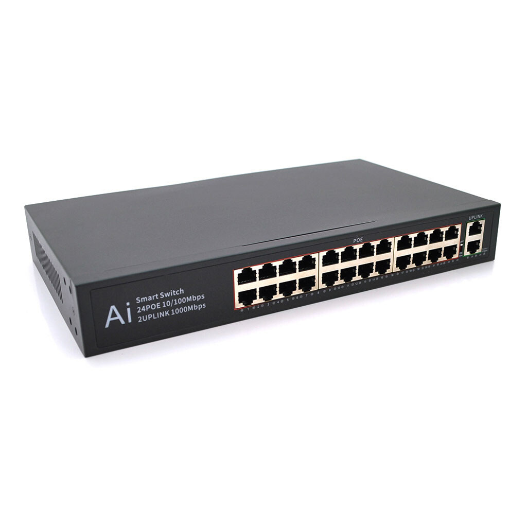 POE коммутатор Merlion 24 POE 10/100 + 2 RJ45 10/100/1000+ встроенный блок питания 52V 5.8A - № 1 POE коммутатор Merlion 24 POE 10/100 + 2 RJ45 10/100/1000+ встроенный блок питания 52V 5.8A - № 1