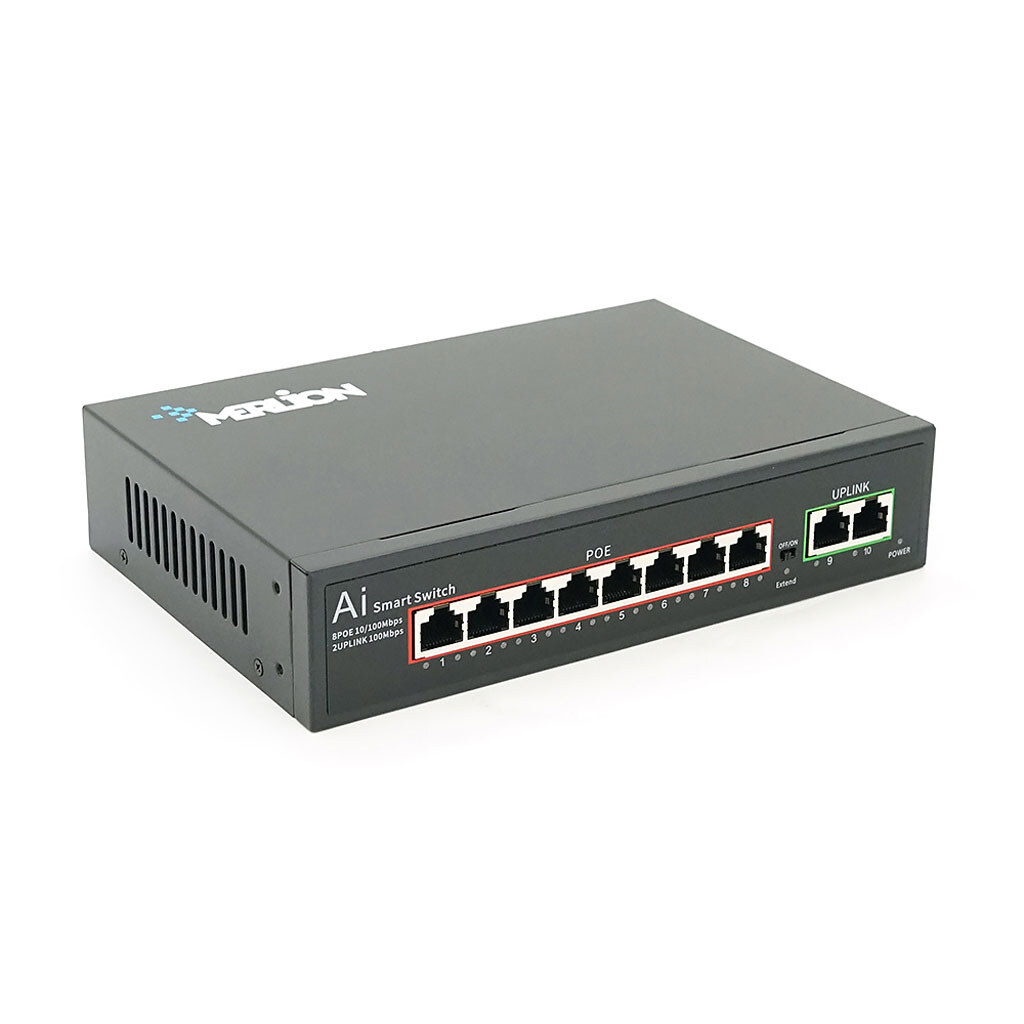 POE коммутатор Merlion 8 POE 10/100 + 2 RJ45 10/100 + встроенный блок питания 52V 1.8A - № 1 POE коммутатор Merlion 8 POE 10/100 + 2 RJ45 10/100 + встроенный блок питания 52V 1.8A - № 1