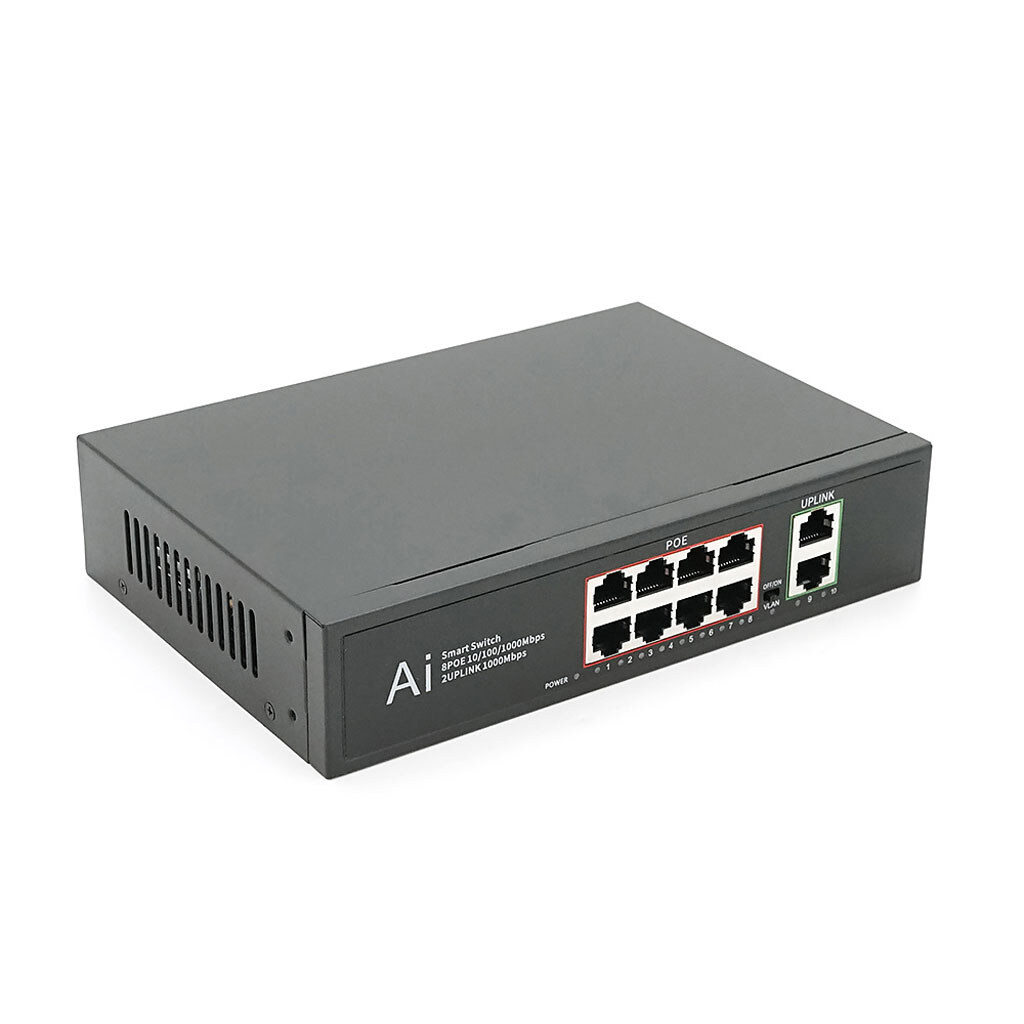 POE комутатор гігабітний Merlion 8 POE 10/100/1000 + 2 RJ45 10/100/1000 вбудований блок живлення 52V 2.3A - № 1 POE комутатор гігабітний Merlion 8 POE 10/100/1000 + 2 RJ45 10/100/1000 вбудований блок живлення 52V 2.3A - № 1