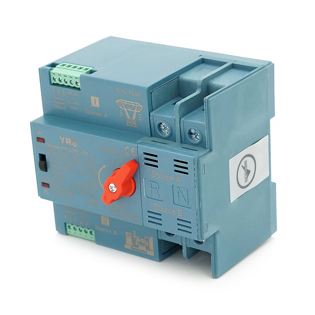 Автомат введення резерву (АВР) двополюсний YRQ2PC-125, 220V/125A на DIN-рейку для генераторів - № 2 Автомат введення резерву (АВР) двополюсний YRQ2PC-125, 220V/125A на DIN-рейку для генераторів - № 2
