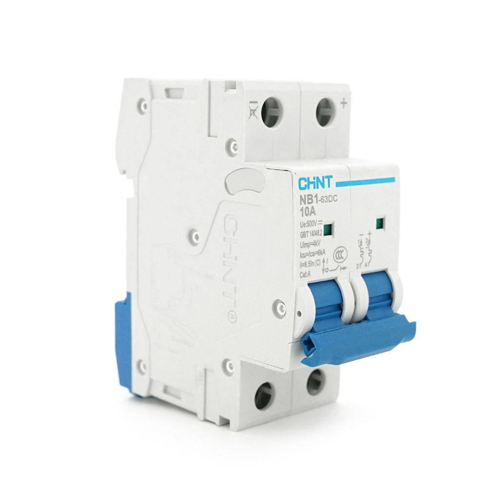 Автоматичний вимикач постійного струму CHNT NB1-63DC 2P C10 DC500V, 10A, 6kA, DIN, 86*36*49.5mm - № 1 Автоматичний вимикач постійного струму CHNT NB1-63DC 2P C10 DC500V, 10A, 6kA, DIN, 86*36*49.5mm - № 1