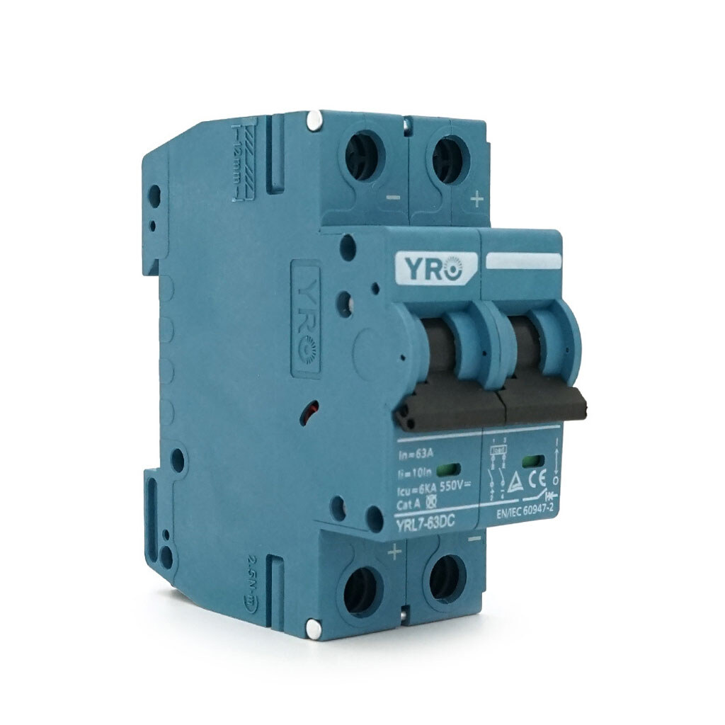 Автоматический выключатель постоянного тока YRO YRL7-63DC 2P 63A DC550V 6kA, DIN, 104*35*44.8mm - № 1 Автоматический выключатель постоянного тока YRO YRL7-63DC 2P 63A DC550V 6kA, DIN, 104*35*44.8mm - № 1