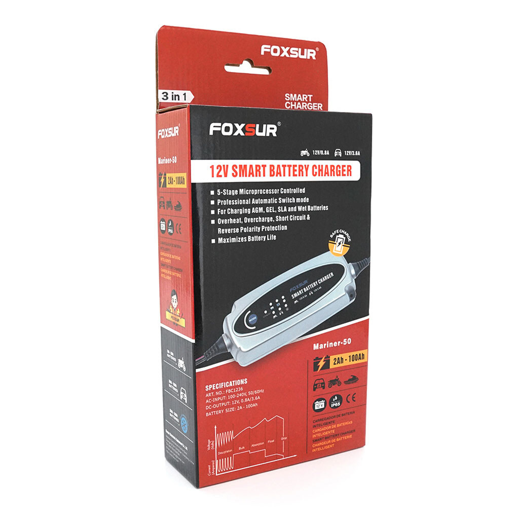Автоматическое ЗУ для аккумулятора Foxsur FBC1236 6V/12V - № 2 Автоматическое ЗУ для аккумулятора Foxsur FBC1236 6V/12V - № 2