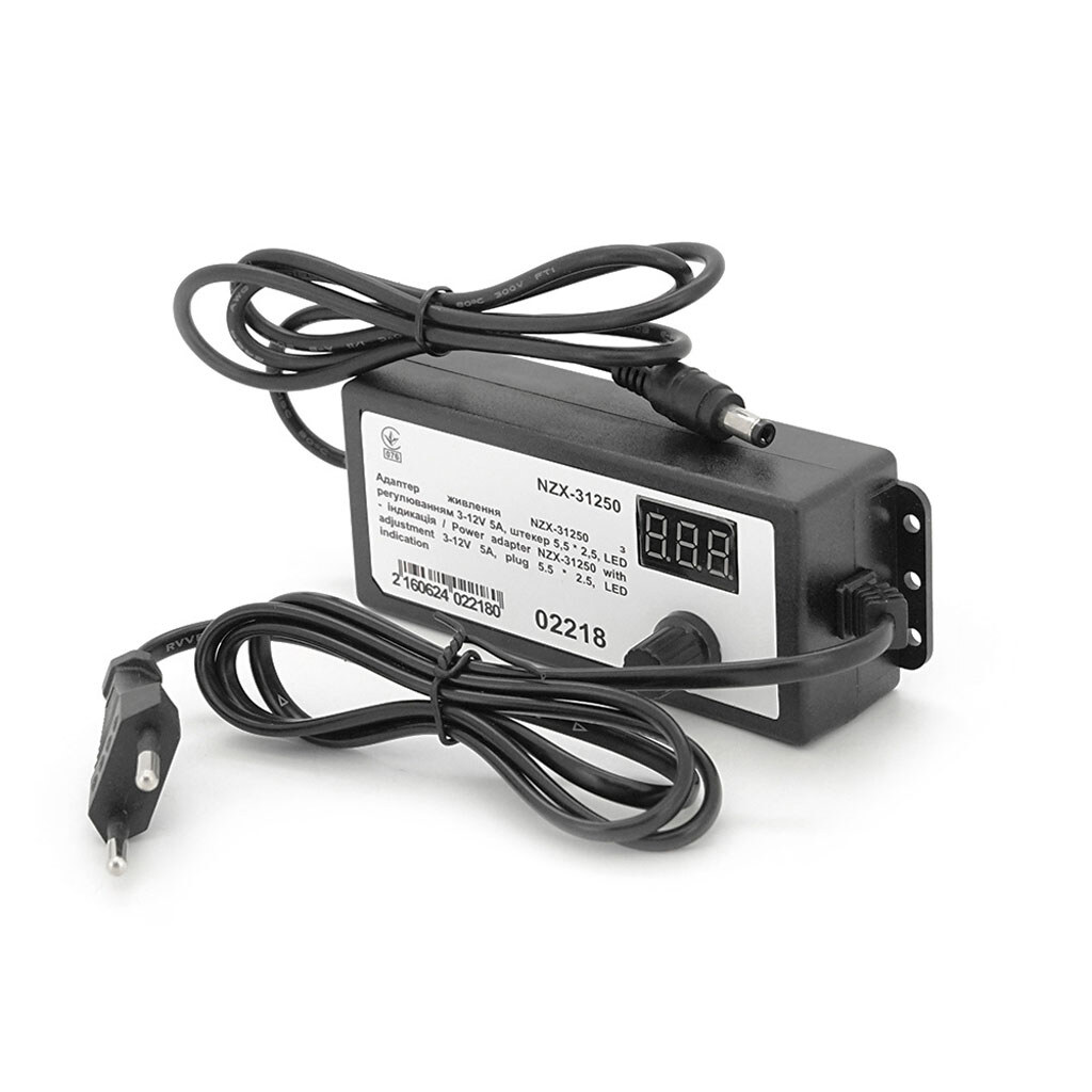 Адаптер питания NZX-31250 с регулировкой 3-12V 5A, штекер 5,5*2,5, LED - индикация - № 2 Адаптер питания NZX-31250 с регулировкой 3-12V 5A, штекер 5,5*2,5, LED - индикация - № 2