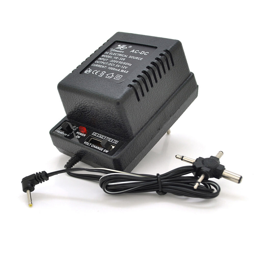 Адаптер живлення YE-328 з регулюванням 1,5V-12V 1A, штекер 5,5*2,1, jack3,5, LED - індикація - № 1 Адаптер живлення YE-328 з регулюванням 1,5V-12V 1A, штекер 5,5*2,1, jack3,5, LED - індикація - № 1
