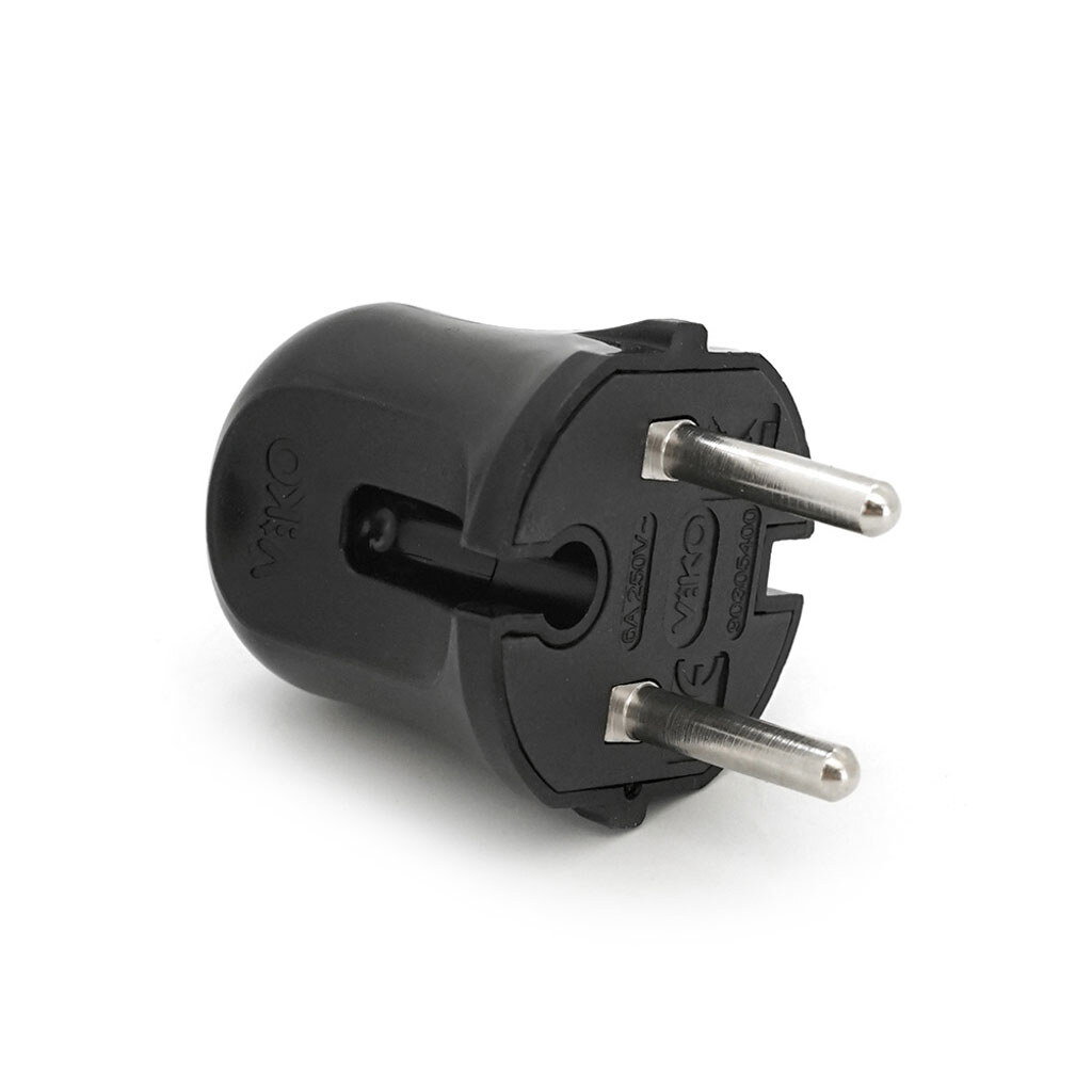 Вилка VIKO без заземления (mimoza) 7.5А 260V, Black. ПВХ - № 1 Вилка VIKO без заземления (mimoza) 7.5А 260V, Black. ПВХ - № 1